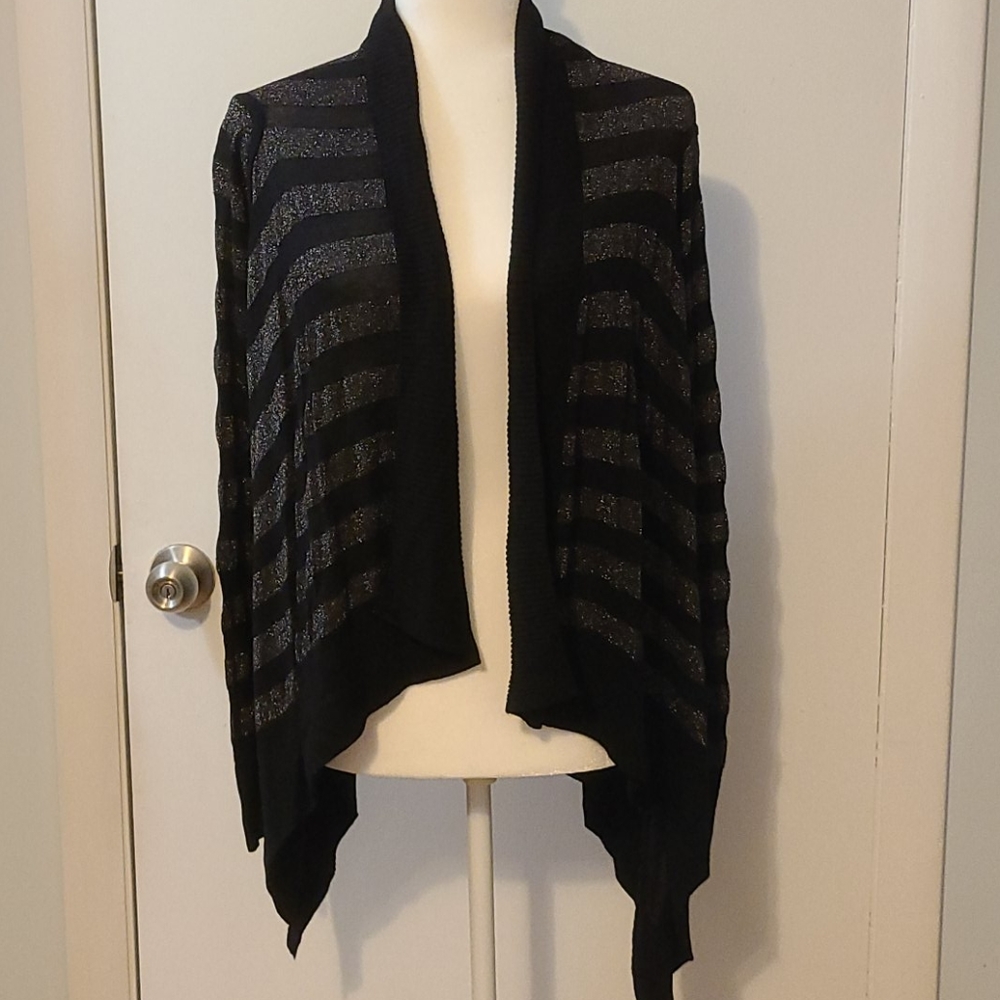 Calvin Klein Black and Metallic Striped Cardigan
